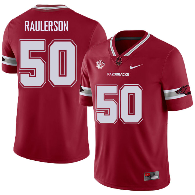 Men #50 Jake Raulerson Arkansas Razorback College Football Alternate Jerseys Sale-Cardinal - Click Image to Close